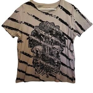 Calvin Klein Womens Size Small T-Shirt Skull Graphic Tee Gray